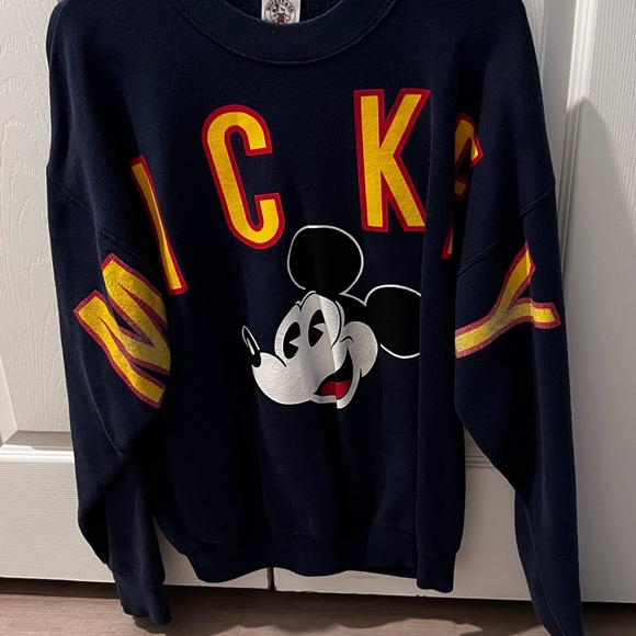 Disney Mickey Mouse Navy and Yellow Crewneck Sweater - Picture 1 of 2